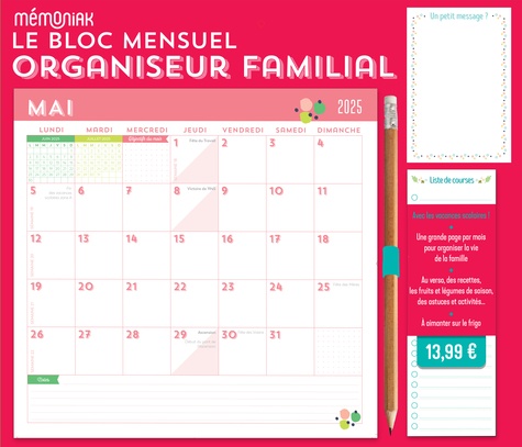 Le bloc mensuel organiseur familial Mémoniak  Edition 2025
