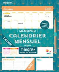 Mémopad calendrier mensuel avec support aimanté