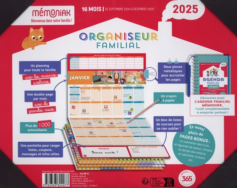Agenda Familial Mémoniak 2024-2025 – Septembre 2024 à Décembre 2025, Organisation Maison Ultra Pratique