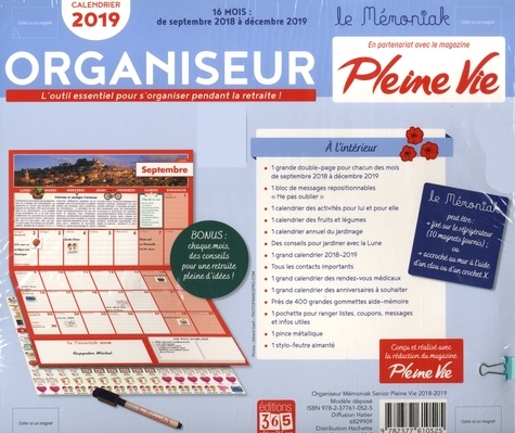Organiseur le Mémoniak Pleine Vie  Edition 2018-2019