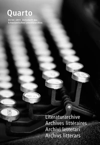 Quarto, Revue des Archives littéraires suisses N° 33/34