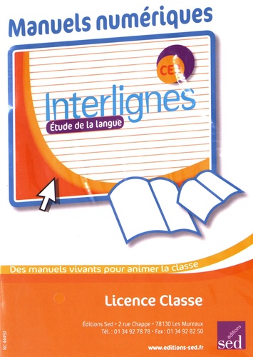  Editions SED - Etude de la langue Interlignes CE2 - Manuels numériques licence classe. 1 Cédérom