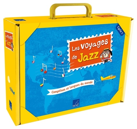 Les voyages de Jazz. Comptines et langues du monde Cycle 1, mallette complète : marionnette de Jazz, 14 posters, 48 cartes pays, 24 vignettes, jeu de mémory des pays, girouette d'évaluation, fichier ressources  avec 1 Cédérom + 1 CD audio