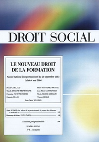 Jean-Jacques Dupeyroux et Jean-Marie Luttringer - Droit Social N° 5, Mai 2004 : Le nouveau droit de la formation.