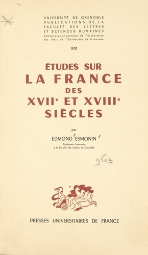 Études sur la France des XVIIe et XVIIIe siècles