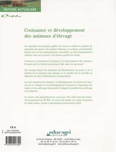 Croissance et développement des animaux d'élevage  Edition 2010