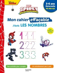 Education Hachette - Disney - Spidey et ses amis extraordinaires  - Mon cahier effaçable - J'écris les nombres (3-6 ans).