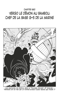 Eiichirô Oda - One Piece édition originale - Chapitre 680 - Vergo le démon au bambou, chef de la base G-5 de la Marine.