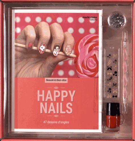 Elfi De Bruyn - Happy Nails - Coffret livre + vernis + Dotting tool + glitters + stickers.