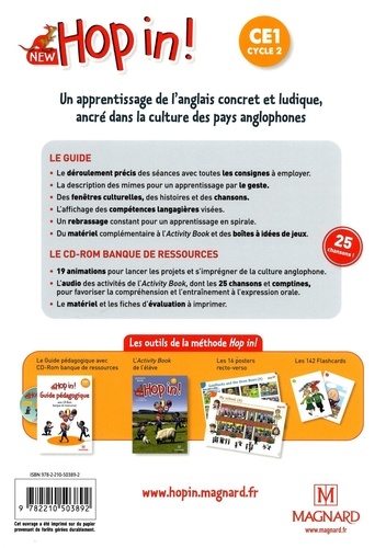 Anglais CE1 Cycle 2 New Hop In!. Guide pédagogique  Edition 2021 -  avec 1 Cédérom