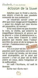 Eclosion de la louve