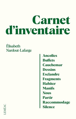 Elisabeth Nardout-Lafarge - Carnet d'inventaire.