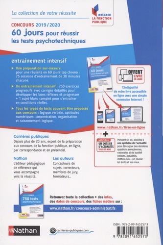 60 jours pour réussir les tests psychotechniques. Concours catégories B et C  Edition 2019-2020