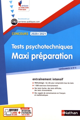 Tests psychotechniques. Maxi préparation  Edition 2020-2021