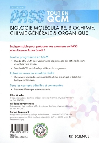 PASS Biochimie, biologie moléculaire, chimie générale & organique. Tout en QCM Parcours santé et L.AS 2e édition