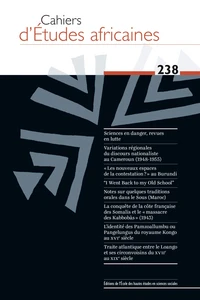 Cahiers d'études africaines N° 238/2020