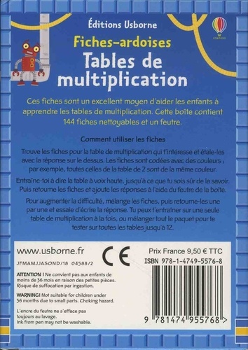 Tables de multiplication. Avec feutre effaçable