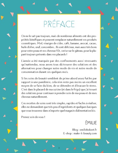 Soins naturels minute. Cosmétiques à partir des produits du placard