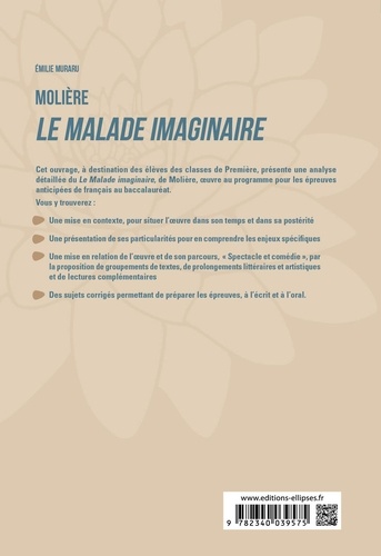 Français 1re. Molière, Le malade imaginaire, parcours "Spectacle et comédie"  Edition 2020