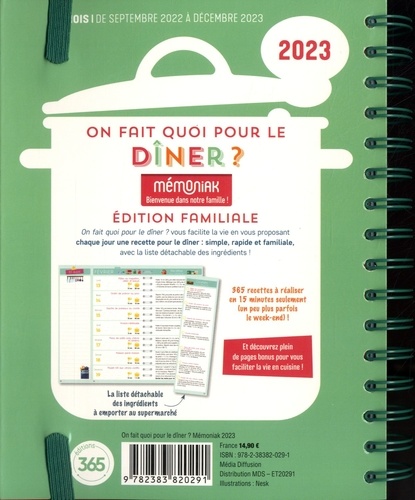 Agenda On fait quoi pour le dîner ?  Edition 2023