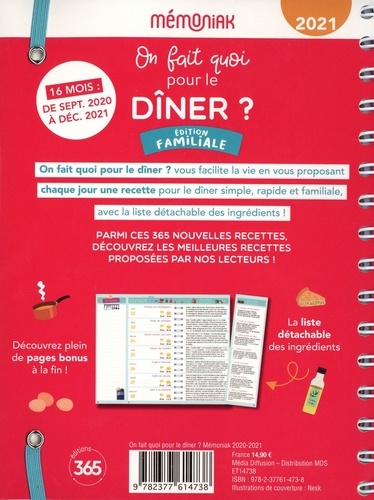 On fait quoi pour le dîner ?. Edition familiale, de septembre 2020 à décembre 2021  Edition 2021