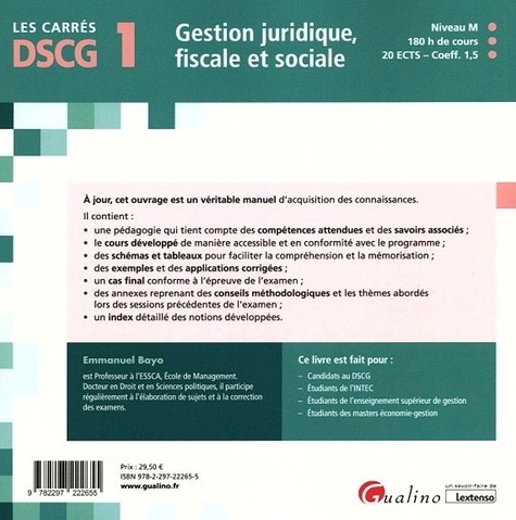Gestion juridique, fiscale et sociale DSCG 1  Edition 2023-2024
