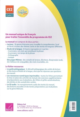 Français CE2 A la ligne. Fichier ressources  Edition 2019 -  avec 1 CD audio