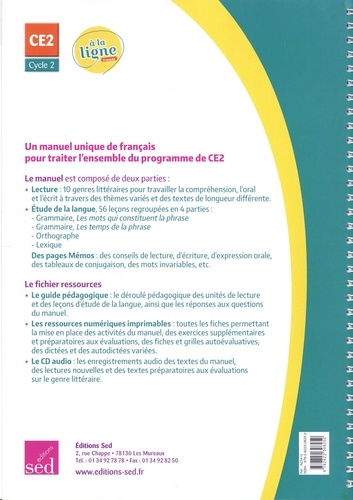 Français CE2 A la ligne. Fichier ressources  avec 1 CD audio