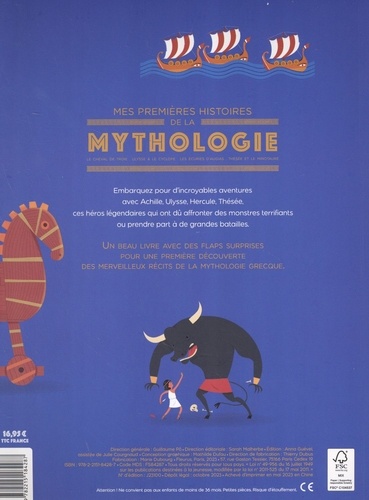 Mes premières histoires de la mythologie. Le cheval de Trois, Ulysse et le cyclope, Les écuries d'Augias, Thésée et le minotaure