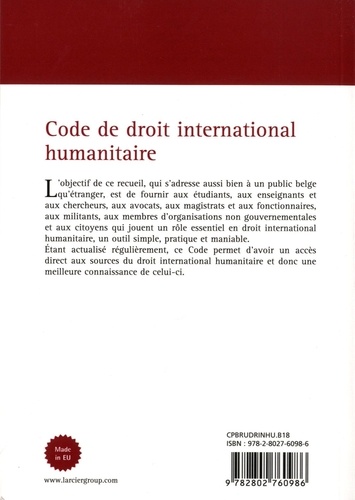 Code de droit international humanitaire 8e édition