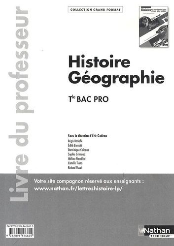 Eric Godeau et Edith Bomati - Histoire-Géographie Tle Bac Pro - Livre du professeur.