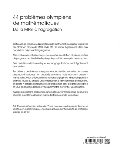 44 problèmes olympiens de mathématiques. De la MPSI à l'agrégation