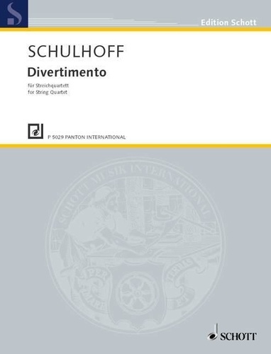 Erwin Schulhoff - Edition Schott  : Divertimento - op. 14. WV 32. string quartet. Partition et parties..
