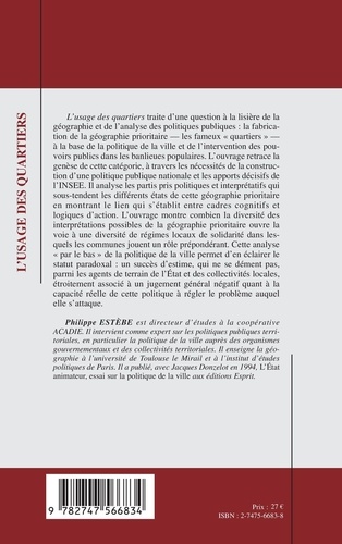 L'usage des quartiers. Action publique et géographie dans la politique de la ville (1982-1999)