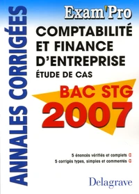 Comptabilité et finance d'entreprise, étude de cas Bac STG