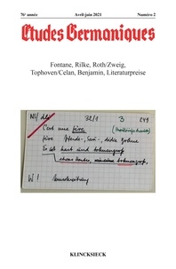 Bernard Banoun - Études germaniques - N°2/2021 - Fontane, Rilke, Roth/Zweig, Tophoven/Celan, Benjamin, Literaturpreise.