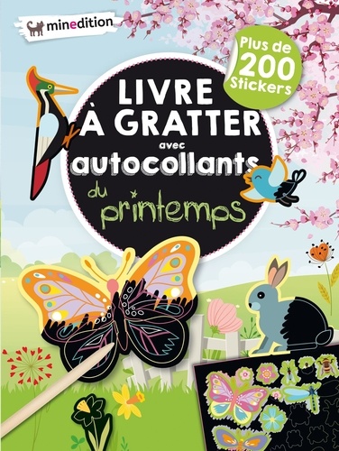 Eva Schindler - Livre à gratter avec autocollants du printemps - Plus de 200 stickers, avec 1 crayon en bois.