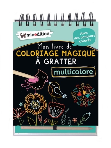 Mon livre de coloriage magique à gratter multicolore. Avec un crayon en bois