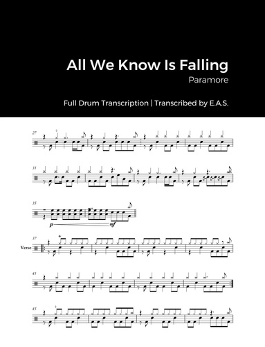  Evan Aria Serenity - Paramore - All We Know Is Falling - Full Album Drum Transcriptions.