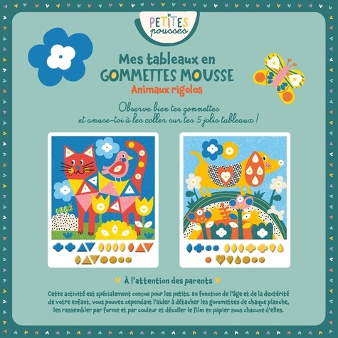 Animaux rigolos. Mes tableaux en gommettes mousse, 5 grands tableaux et plus de 120 gommettes