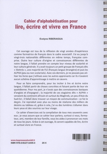 Cahier d'alphabétisation pour lire, écrire et vivre en France