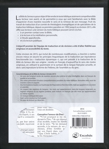 La Bible. Version du Semeur, révision 2015, couverture cuir noire, tranche dorée avec onglets et zip