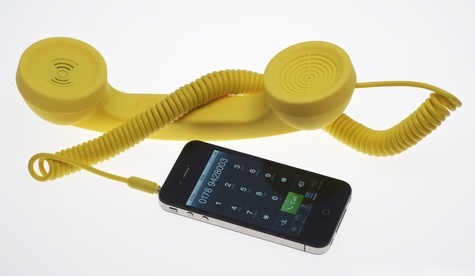 Combiné retro pop pour smartphone Jaune