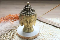 Statuette Tête de Bouddha en Laiton doré mat 11.5 cm