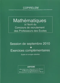 Mathématiques à l'écrit du concours de recrutement des Professeurs des Ecoles