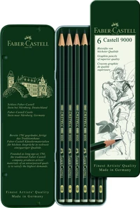 Crayon graphite castell 9000 sélection boite métal 6x