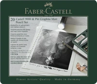 Set pitt graphite matt et castell 9000,boite de 20