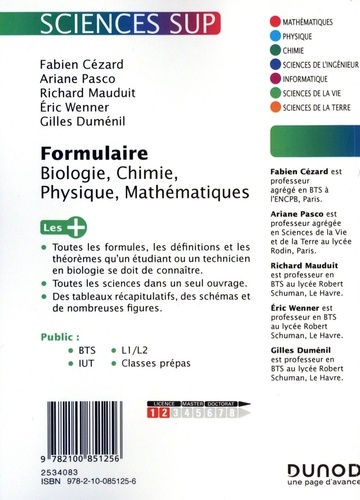 Formulaire Biologie, Chimie, Physique, Electricité, Mathématiques