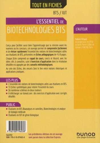 L'essentiel de biotechnologies BTS 2e édition