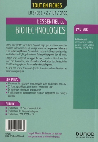 L'essentiel de biotechnologies. Licence 1/2/IUT/CPGE